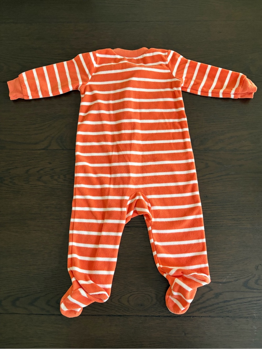 🎃 Carter's Orange and White Striped Pumpkin Fleece Footie 🎃 - Picture 3 of 3